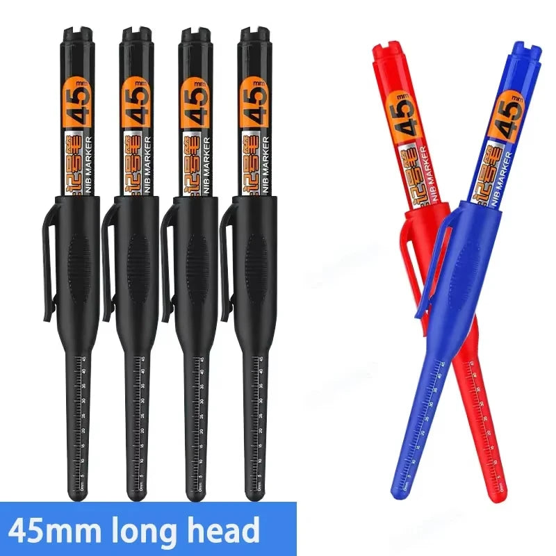 45mm Deep Hole Long Nib Head Markers Deep Drill Hole Long Nib Scriber Multifunction Mechanical Carpentry Colorful Marker Pen