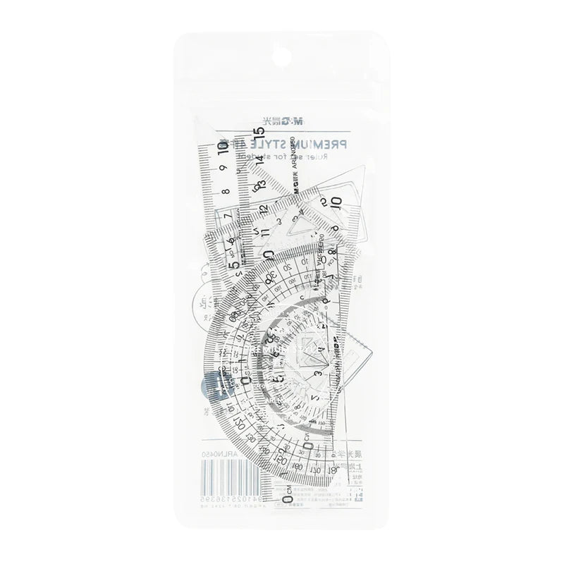 M&G 1 Set Ruler Suit 15cm Straightedge 180 Degree Protractor 45 Degree Triangle Ruler 60 Degree Triangle Ruler Stationery Set