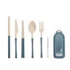 7pcs Food Grade Safe Detachable Portable Utensils Reusable Plastic Cutlery Set Box with Chopsticks Spoon Knife Fork Straw Brush