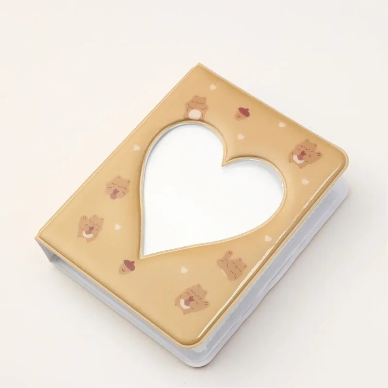 Cute Bear Photo Album 3 Inch Love Heart Hollow Picture Storage Case Kpop Card Binder Name Card Book Photocard Holder 36 Pockets