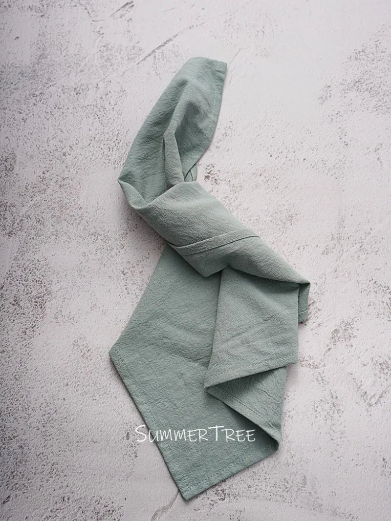 10pcs Napkins 40X40CM Plain Washed Cotton Classic Style Tea Towel Dining Place Mats Home Kitchen Dinner Wedding Settings Decor