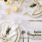 12 Pack Satin Cloth Napkins, 30x30cm Silky Wedding Napkins Cloth, Luxury Dining Table Cloth Napkins for Birthday Holiday Party
