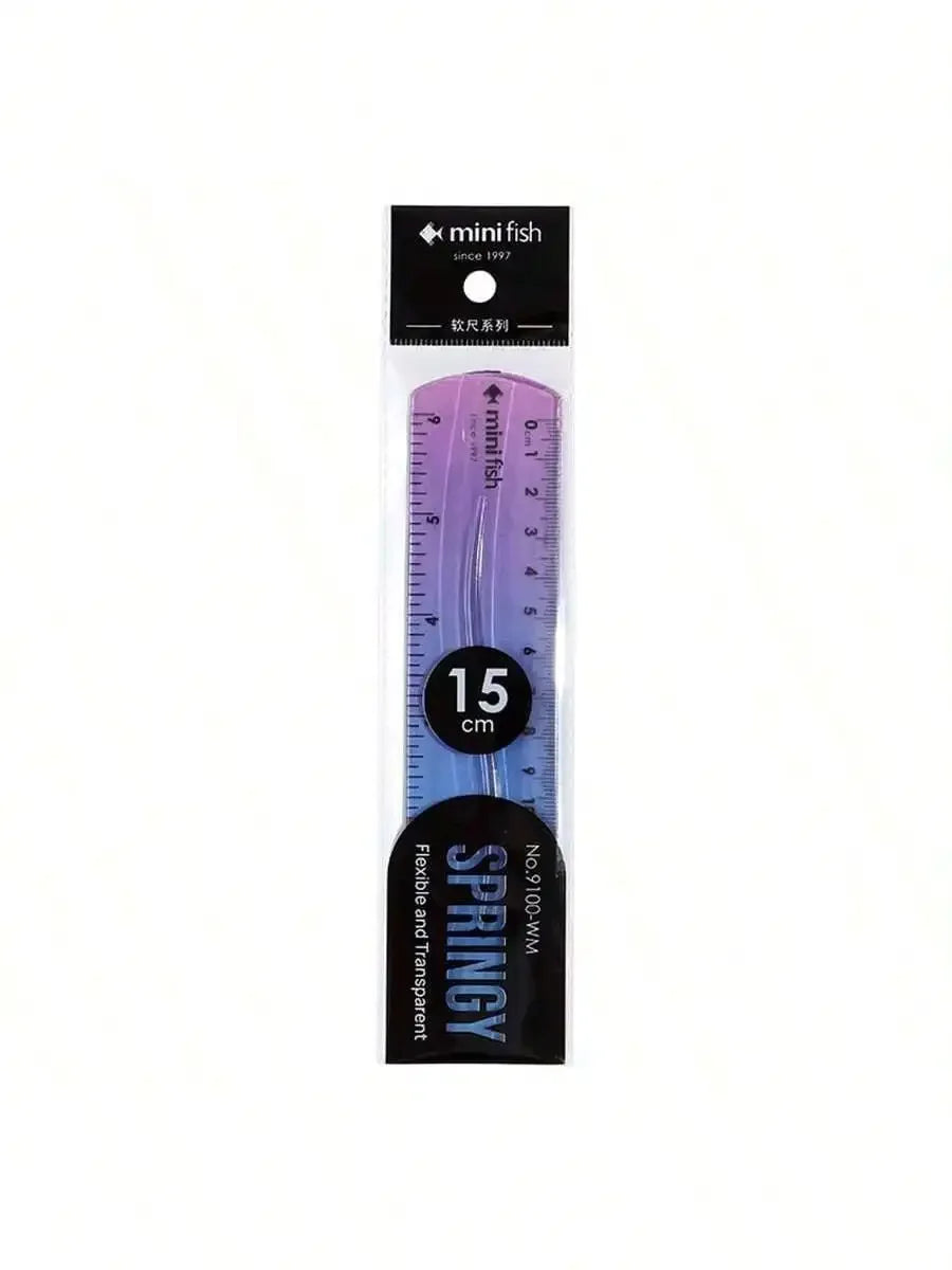 20cm/15cm Flexible Soft Ruler Gradient Rainbow Color Style Dual Unit Measurement in Cm and Inch  for Office Students School Use