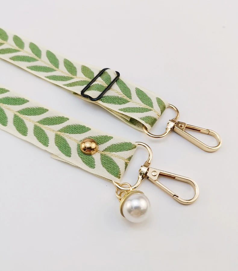 Adjustable Crossbody Long Mobile Phone Lanyard Wide Cloth Neckband Strap Rope Women's Pearl Hanging Ornaments Anti-Lost Lanyard
