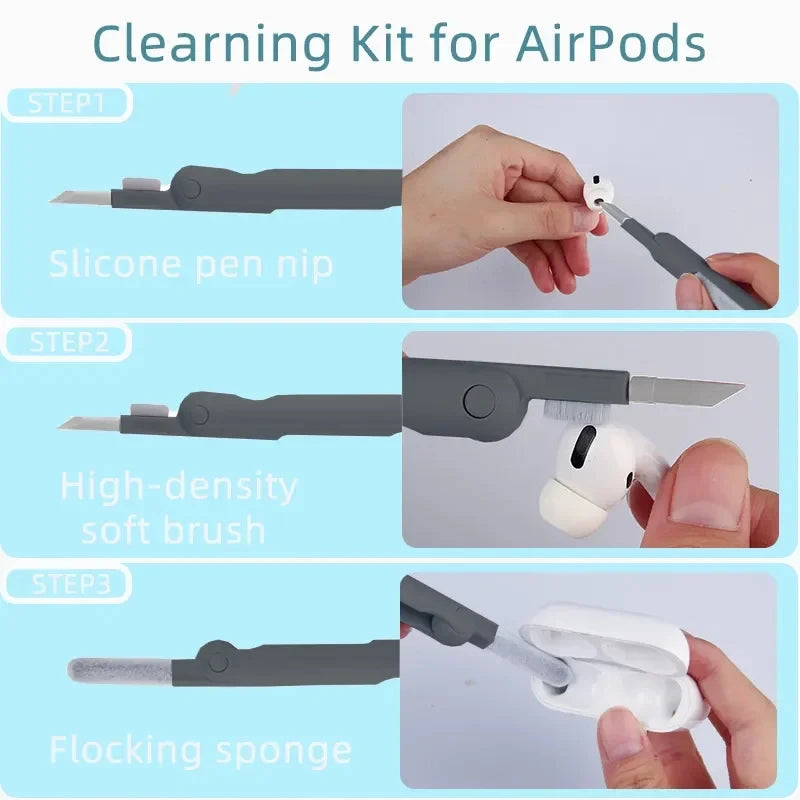 7-in-1 Multifunctional Cleaning Kit Laptop Keyboard Cleaning Brush Mobile Phone Screen Cleaning Bluetooth Headset Cleaning Pen