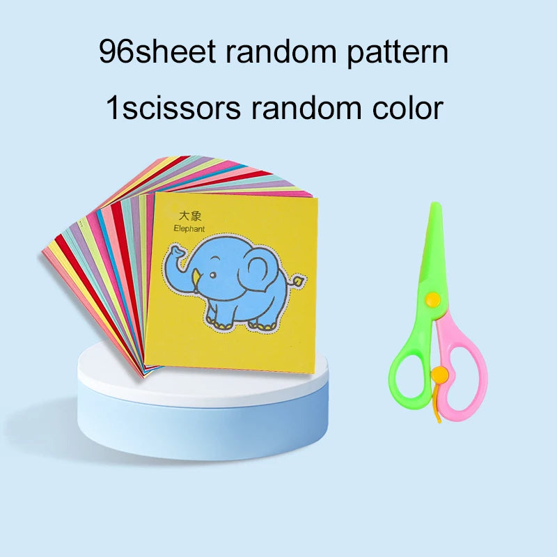 48/96pcs Paper-Cut Set Colored Paper Paper Cuttings Props Cartoon Pattern Paper Cutting Scissor Skills Activity Cutting Book TMZ