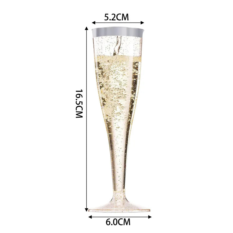 100pcs 5oz Disposable Cups Sparkling Champagne Bar Cups Plastic Champagne Flutes Clear Toasting Glasses for Weddings Party