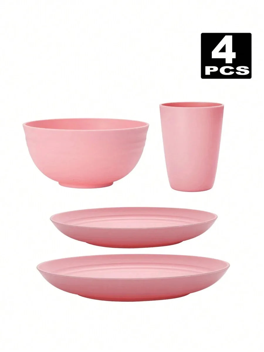 4/16/32pcs Reusable, Plastic Cutlery Set, Dinner Plate/Dessert Plate/Cereal Bowl/Cup, for Home, Birthday Party