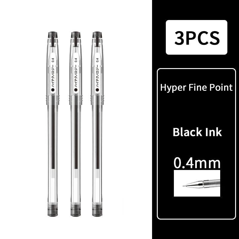 Hyper Fine Point，0.25mm,0.3mm,0.4mm，Gel Ink Pen， Black Ink,Smooth Writing for Teachers Office & School Supplies