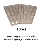 10pcs Precision Stainless Steel Rulers, 4-Inch Double-Sided Metal Rulers with Etched Markings for Teaching and Drawing