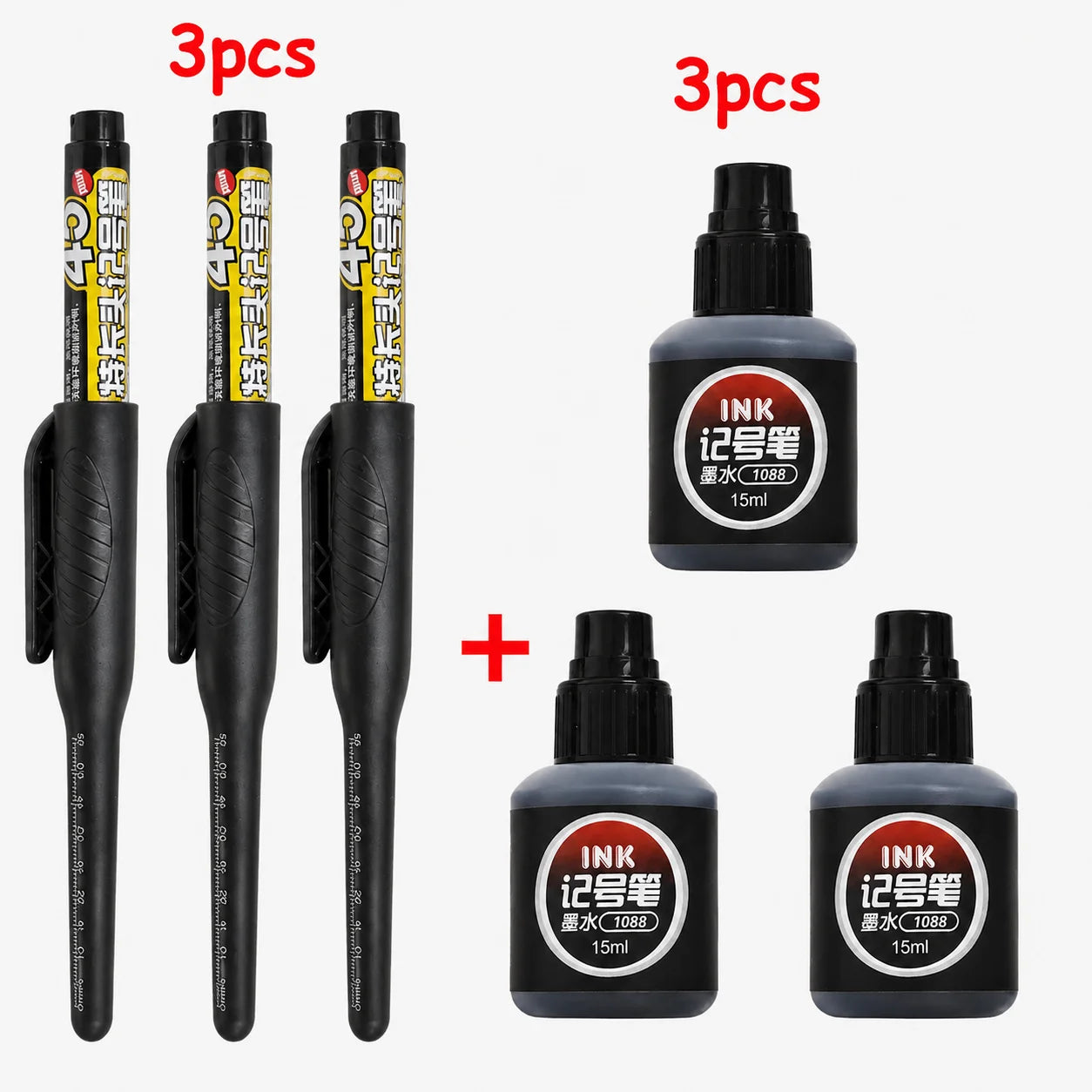 1-6Pcs 45mm Waterproof Long Head Nib Deep Hole Markers Pen Tile Carpenter Pen Multi-purpose for Woodworking Black/Blue/Red Ink