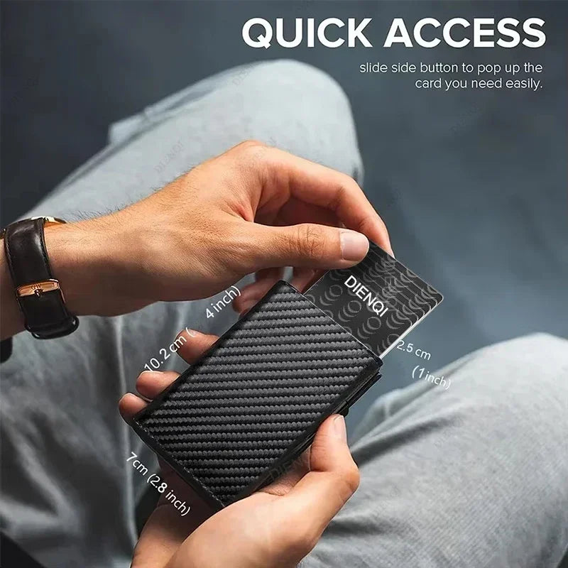 Rfid Credit Card Holder Money Bag Luxury Carbon Fiber Id Bank Cardholder Coin Purse Minimalist Wallet for Men Carteira Masculina