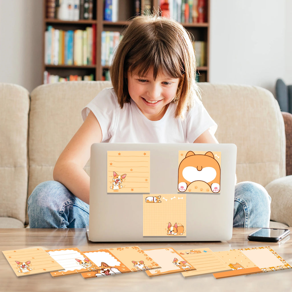 12/24pcs Cute Animals Sticky Notes Set, Refrigerator Memo Pads,Self-Stick Dog Cat Notes Pads for Home Office Gifts Supplies