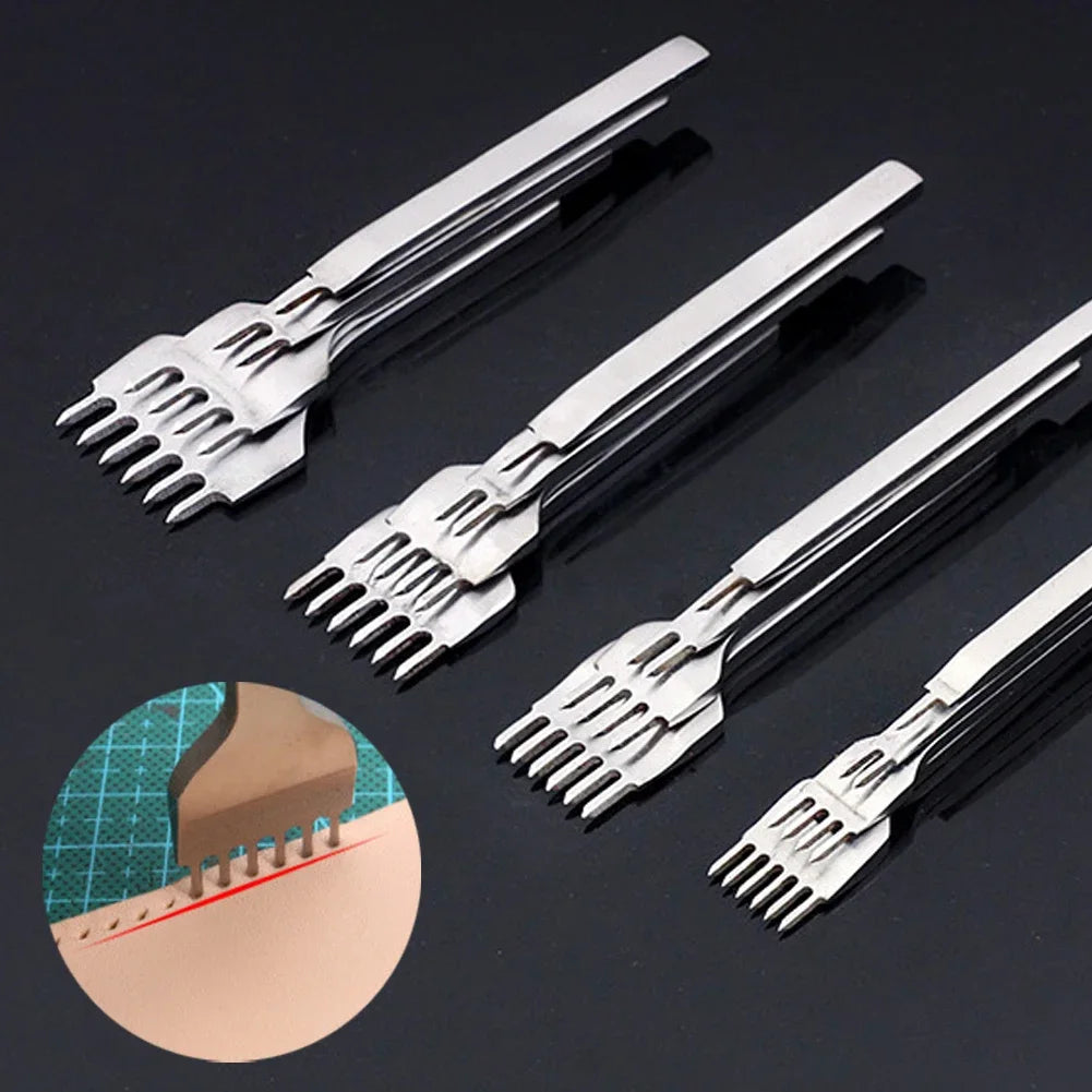 DIY Leather Craft Punching Hole Tool Leather Stitching Sewing Punches 1+2+4+6 Leather craft Spacing Punch Tools 3/4/5/6mm