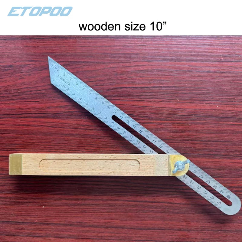0-22/0-27cm Sliding Angle Ruler T Bevel Hardwood Handle Rotatable Engineer Ruler Plastic Handle Wooden Marking Gauge Protractor