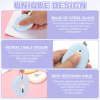 4/8Pcs Mini Box Cutters Retractable Small Utility Knife Portable Cute Letter Envelope Opener with Keychain Hole Office Supplies