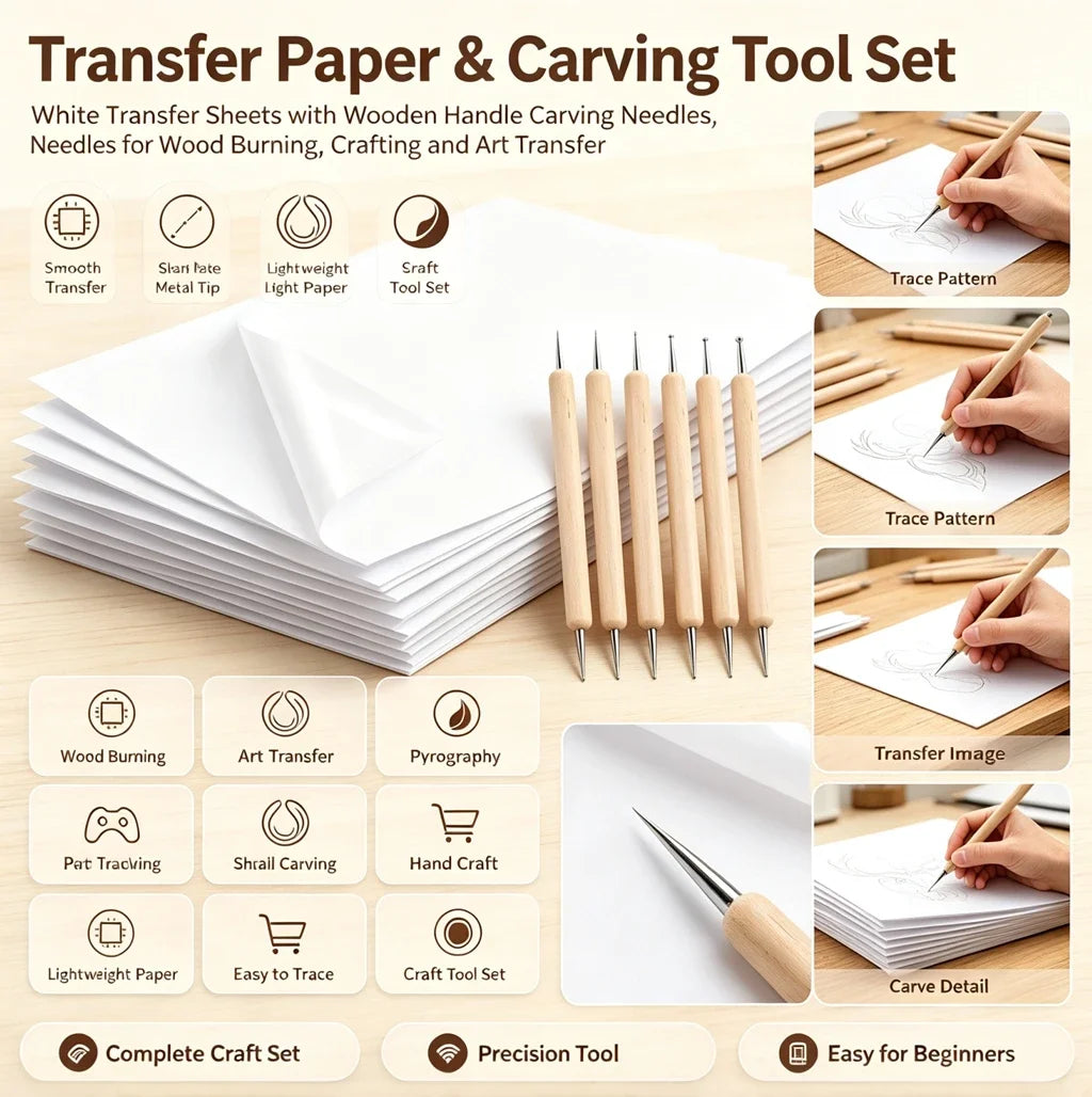 DIXSG Reusable A4 Carbon Transfer Tracing Copy Paper with Dotting Stylus Pen for DIY Drawing Embroidery Fabric Wood Transfer