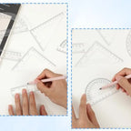 6Pcs Transparent Ruler Set for Drawing, Engineering, Art: Clear Acrylic, Blue-Tinted, Anti-Slip Grip Precise Markings