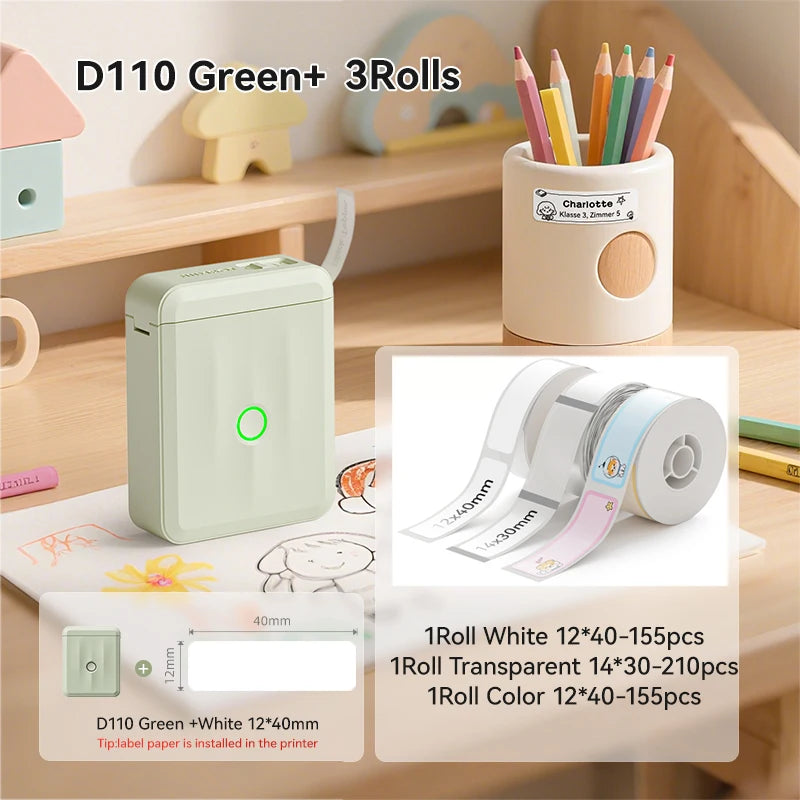 NIIMBOT D110 Upgraded Version Thermal Label Printer Mini Portable Name Tag Label Maker With Tape for Office Home Kitchen School
