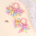 2Pcs Trendy Firework Hair Ties Rainbow Curly Ribbon Elastic Rubber Bands For Girls Kids Cute Hair Ropes Daily Hair Accessories