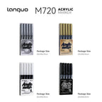 Languo Colors Acrylic Paint Art Marker Pen Set Black/White/Gold/Silver DIY Graffiti Drawing Pens for Writing Painting Stationery