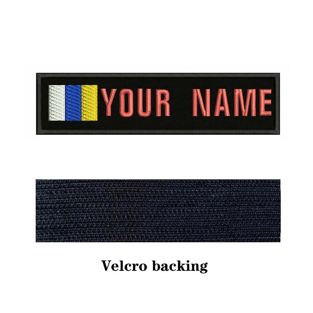 Canary Islands Flag 10X2.5cm Embroidery Custom Name Text Patch Stripes Badge Iron On Or  Patches