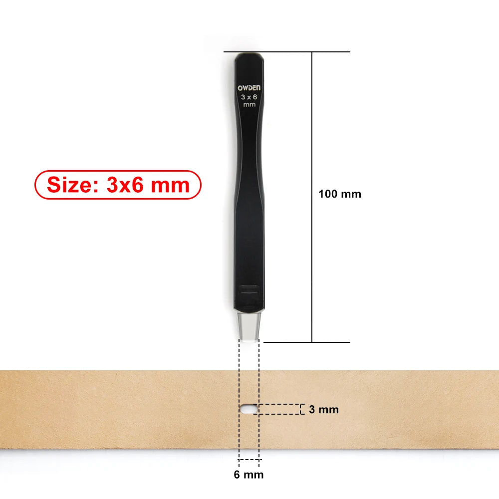 OWDEN Oblong Leather Punch Set for Belt Hole Puncher Oval Hole Strap Watch Band Flat Heavy Duty Leather Craft Hollow Punch