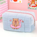 Cute Capybara 1pc pink blue Pillow Design Cosmetic Bag Pencil Case Pen Pouch Large-capacity Student Storage Pencil Case gift