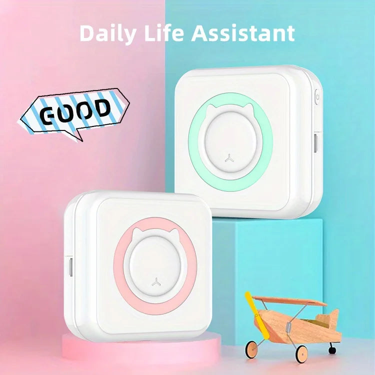 Portable Mini Label Printer - 57mm Wide, 200dpi Photo Printing, Rechargeable USB-Powered, Compact Design for Home Office