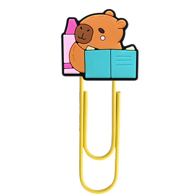 12 pcs Random Capibala Cartoon Paper Clips Diy Binder Clip Bookmark Decoration Kawaii School Office Supplies