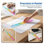 MOTARRO Colored Ruler and Cube – 2-in-1 Geometric Drawing Tool, Math Learning Stationery Set, Drawing and Measuring Supplies, Mu