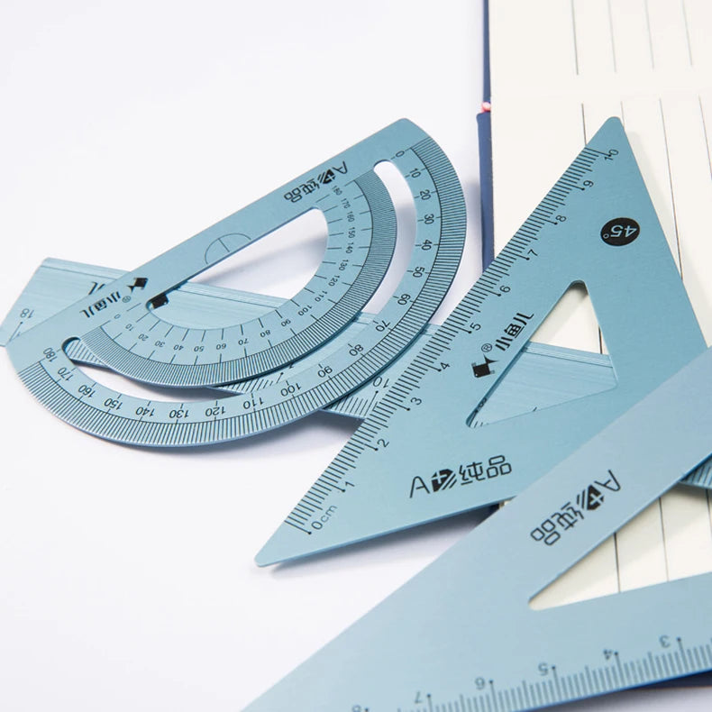 4pcs Aluminum Ruler Set,Drafting Set,With Storage Box Straight Ruler,Protractor,Students Measure Ruler Set Multi-Function Set