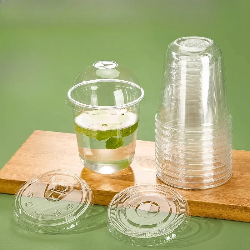 U Shaped Disposable Cold Drinks Plastic Cup 90 Caliber PET Material Transparent Coffee Cups with Lid Sealed Milk Tea Tumbler