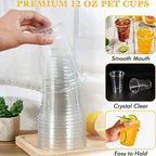 Clear Plastic Beverage Cup with Lids Disposable Cold Drink Containers for Milk Tea Juice Iced Coffee Ice Cream Dessert Party Use
