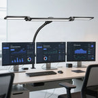 LED Desk Lamp Eye-Caring Desk Light with Stepless Dimming Adjustable Flexible Gooseneck with Clamp for Reading Study Workbench