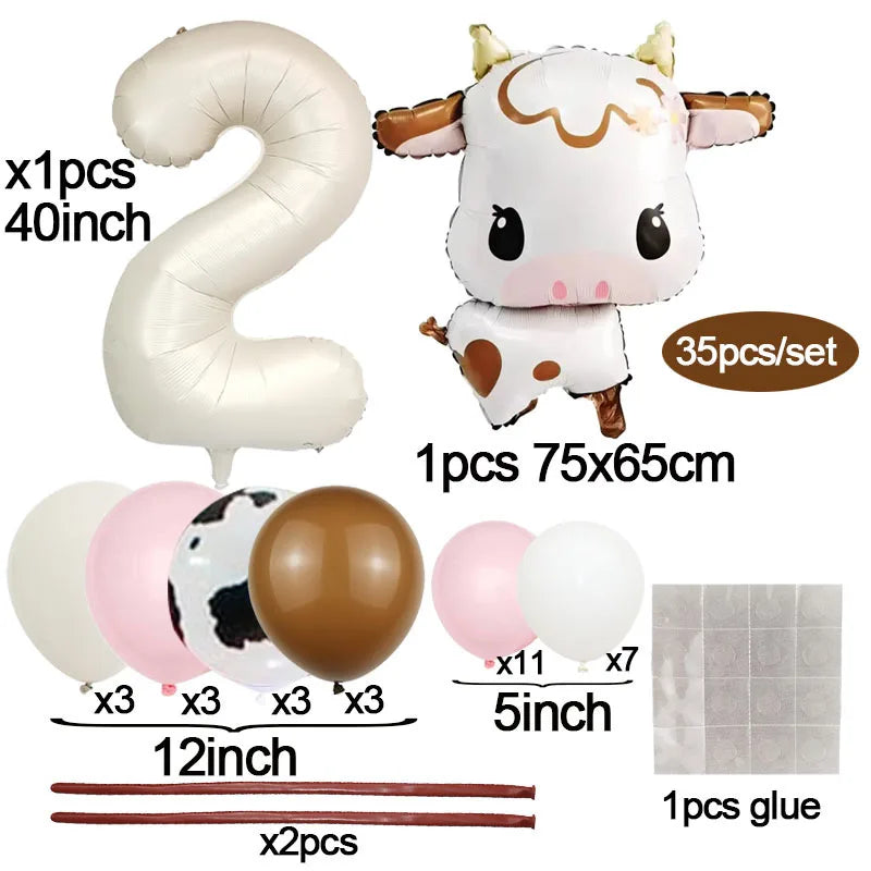 Pink Farm Animals Birthday Decor Disposable Tableware Set Paper Banner Floral Plates Baby Shower Girl Birthday Party Decorations
