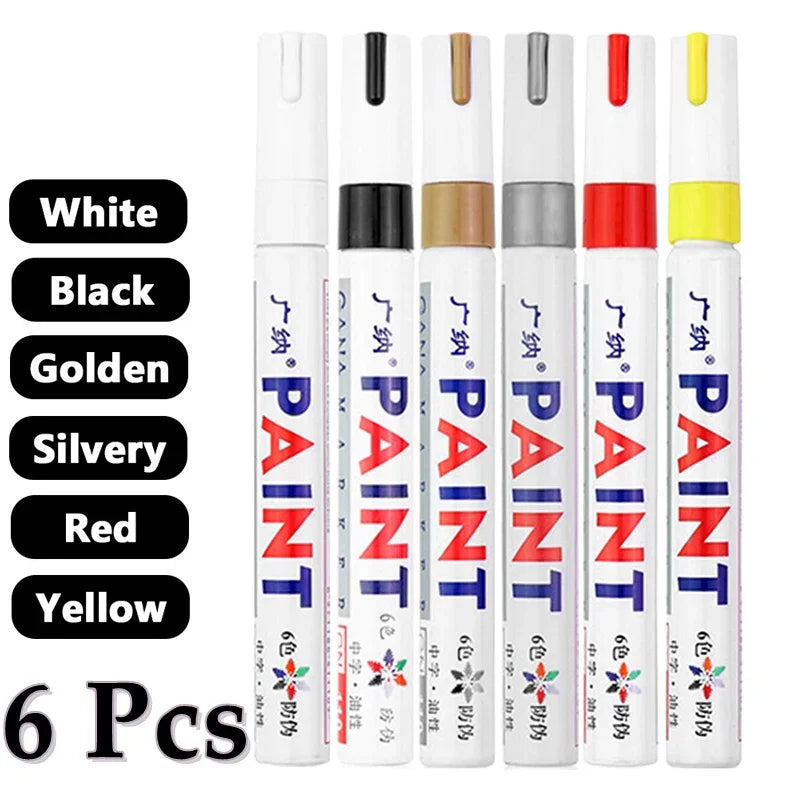 6/12 Pcs Paint Pen Metal Paint Pen Waterproof Colorful Oil-based Markers Industrial Marking Painting Graffiti Paint Oil Pen
