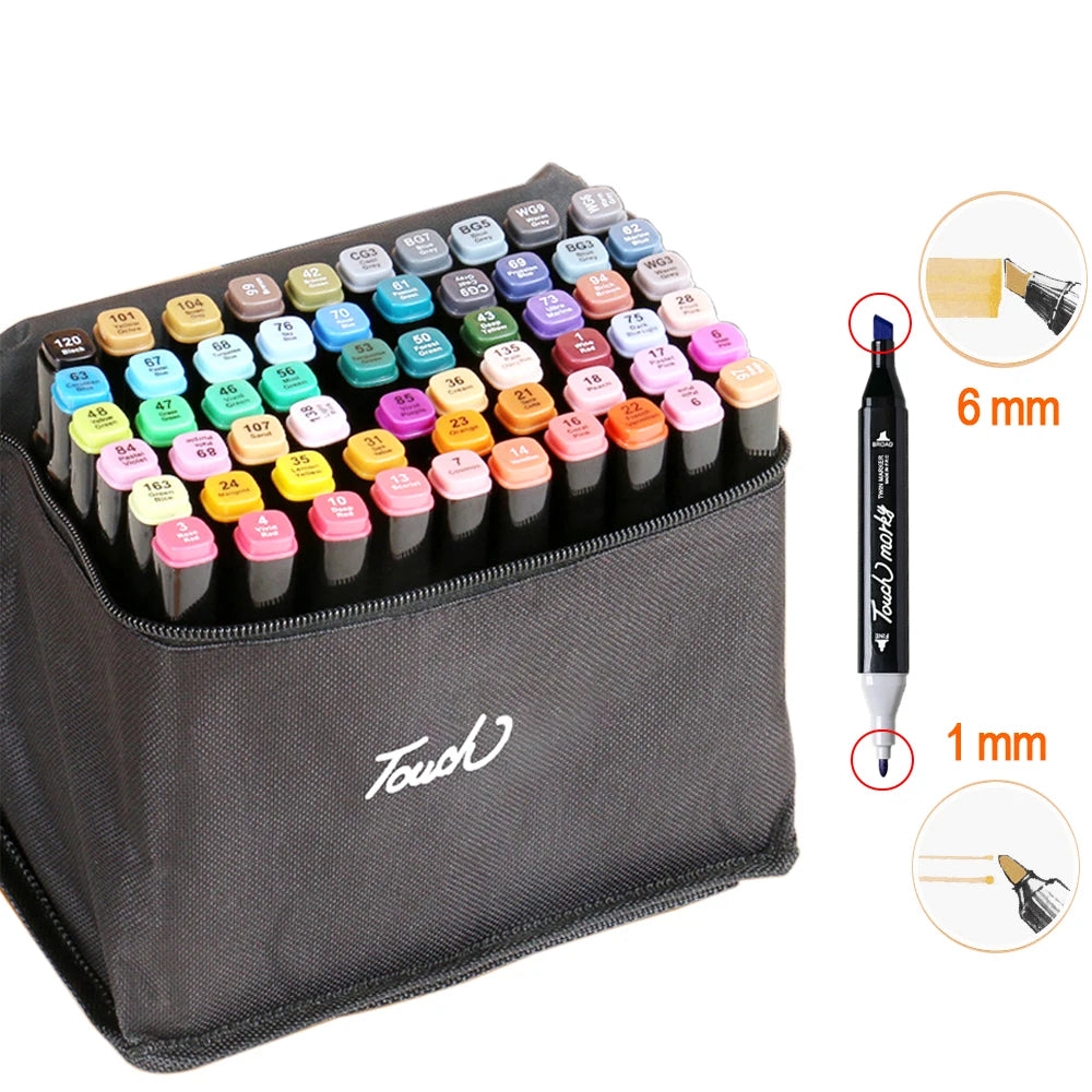 12-168 Colors Markers Set Double Headed Marker Pen Student Animation for Bookmark Manga Drawing Painting School Art Supplies