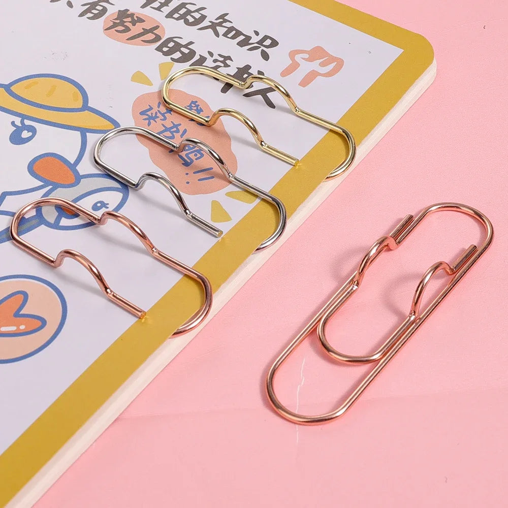 Anti Lost Paper Clip Metal Pen Holder Clips Portable Bookmarks Photo Memo Ticket Fixed Paperclips Office School Stationery