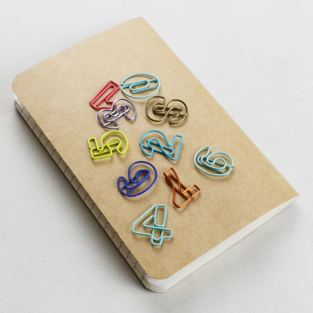 10pcs/Set Metal Digital Shape Paper Clips Kawaii Cute Bookmark Clip Stationery Office School Supplies