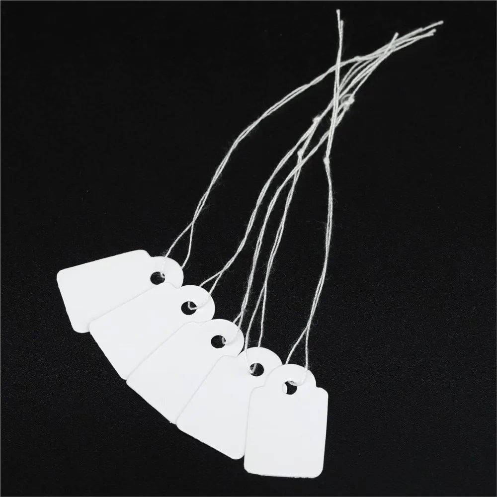 100pcs White Price Tags with String Attached Paper Hangtags Price Display Tags Writable Lables for Product Jewelry Clothing Sale