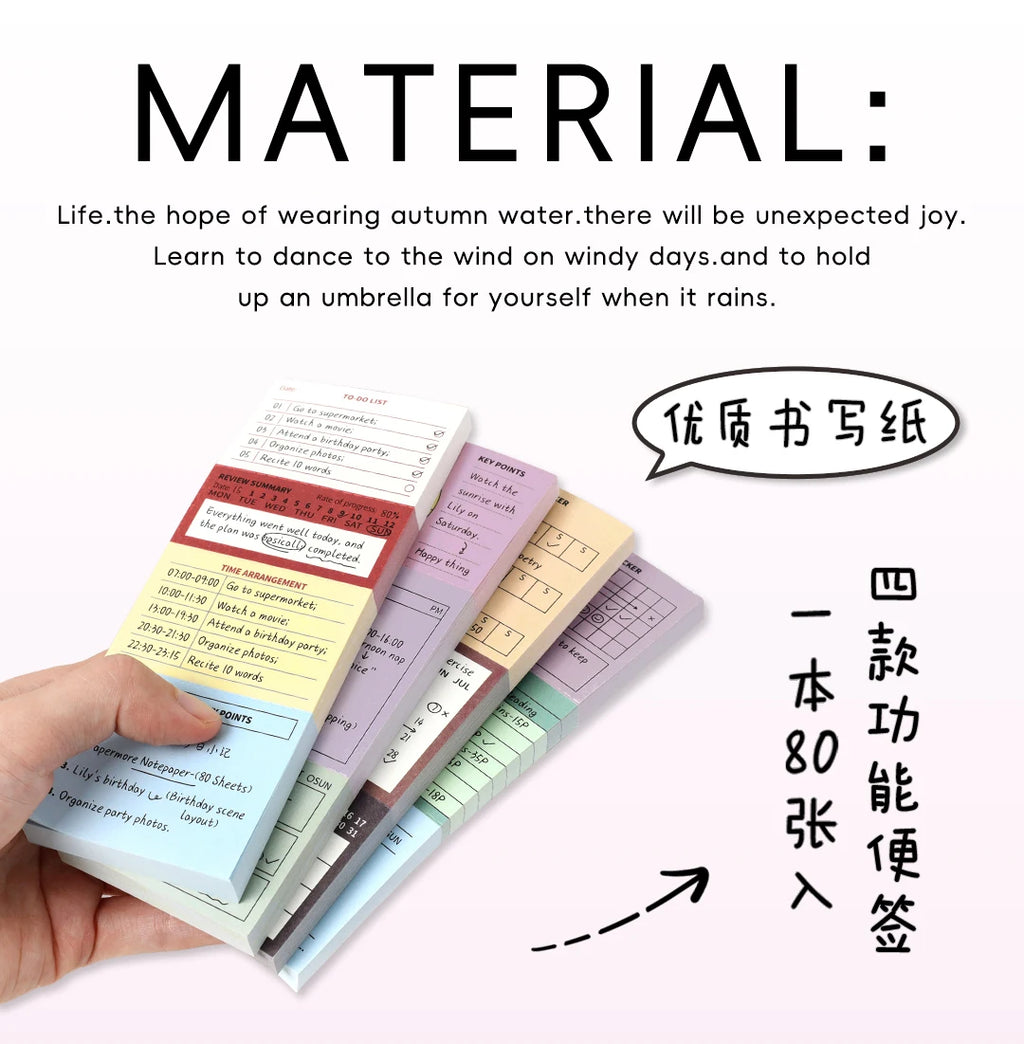 80 Sheets Cartoon Brief Scrapbooking Memo Pad Simple INS Message Paper Student List Notes School Stationery Journaling supplies