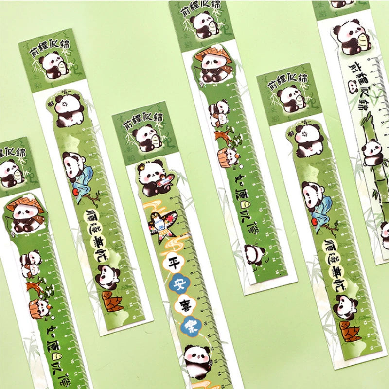 Cute Panda Magnetic Bookmark Ruler Student Creative Flexible Ruler 15cm Cartoon Rabbit Bear Capybara Magnetic Straight Ruler
