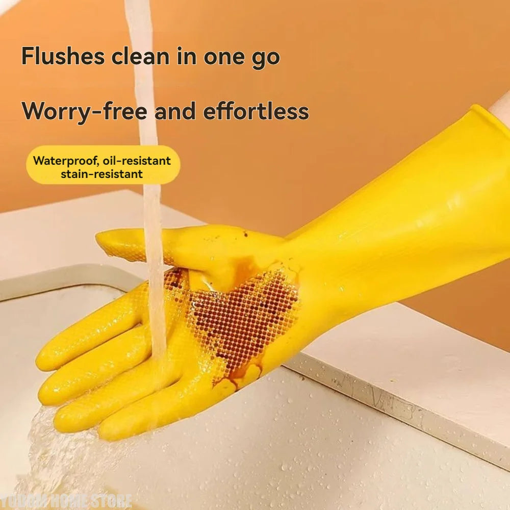 【Top Quality】Latex Glove Rubber Household Kitchen Thickened Acid and Alkali Resistant Latex Gloves Wholesale Dishwashing Laundry