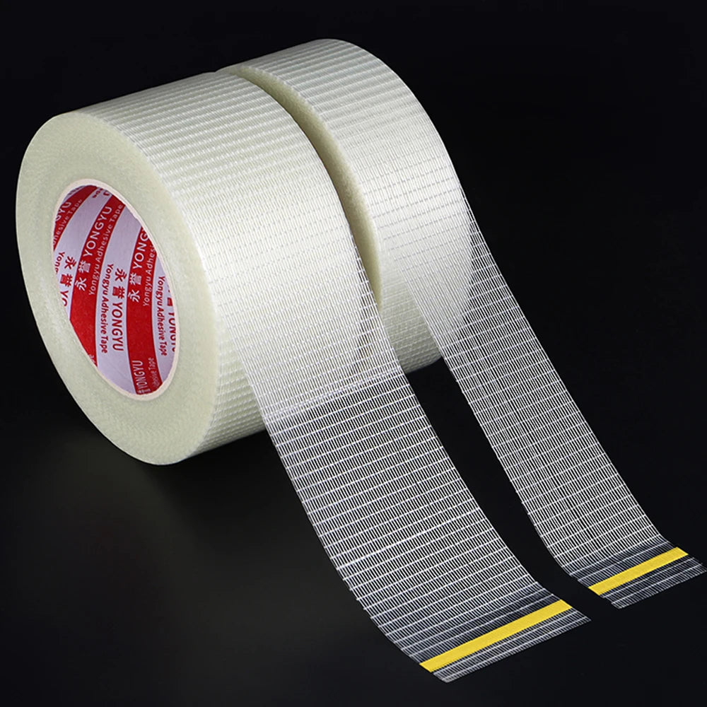 Heavy-Duty Transparent Fiberglass Strapping Tape - Super Strong, Waterproof, Single-Sided Adhesive with Carton Sealing Feature