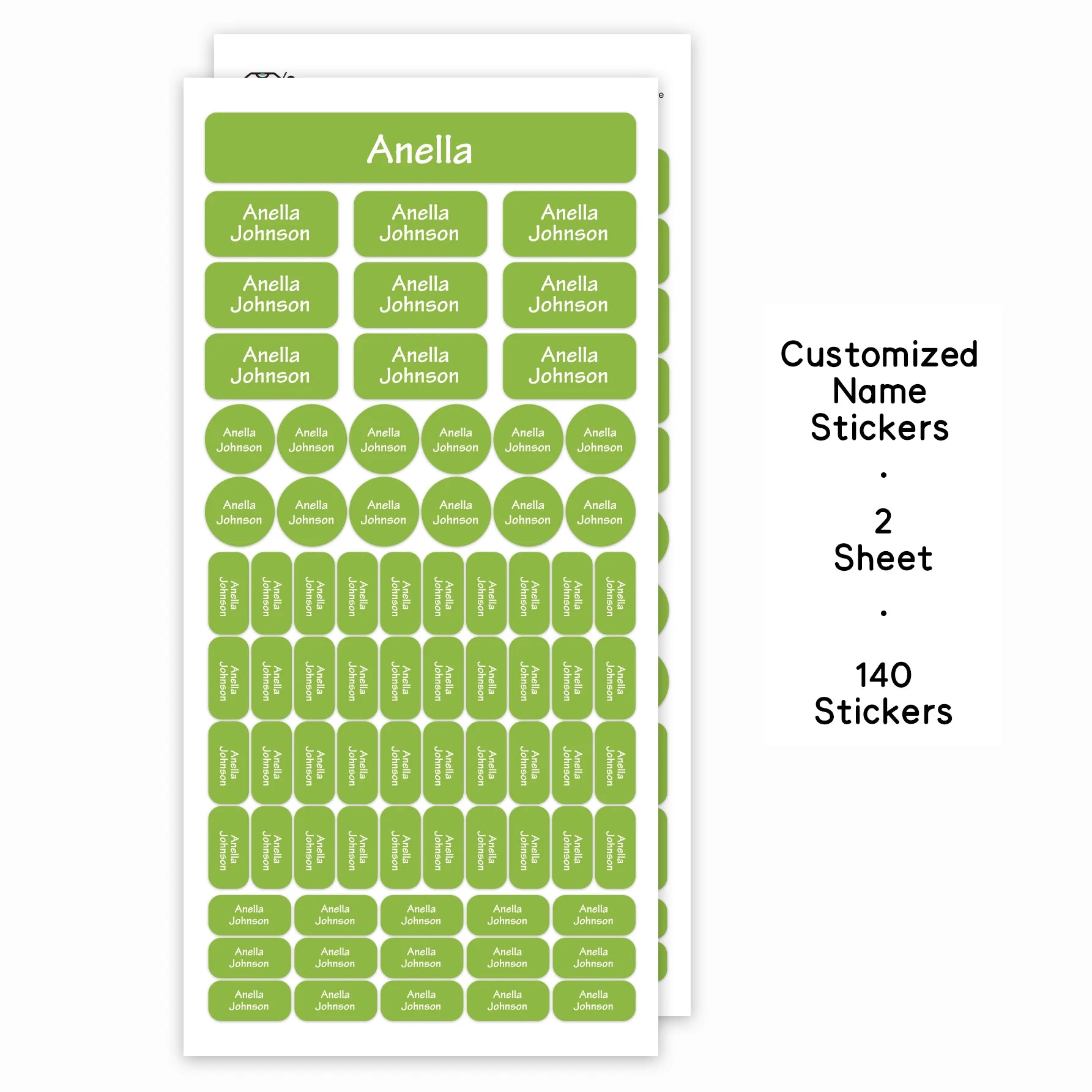 140PCS Personalized Name Stickers Custom Labels, Waterproof Vinyl Name Tags for School Supplies, Bottles, Lunch Boxes