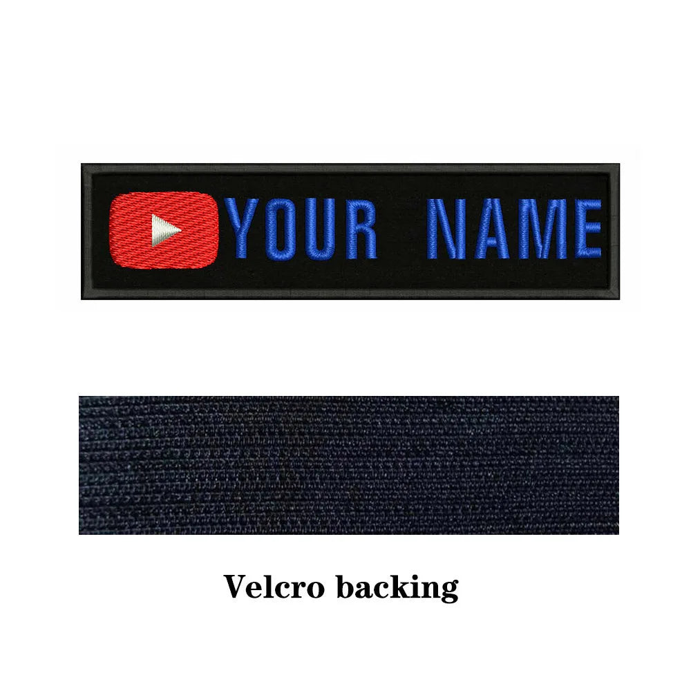 YouTube Logo 10X2.5cm Embroidery Custom Name Text Patch Stripes Badge Iron On Or  Patches