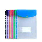 Pack of 6 A4 Plastic Covers with 11 Holes Adhesive Closure Compatible with 2/3/4 Rings for School And Office Supplies