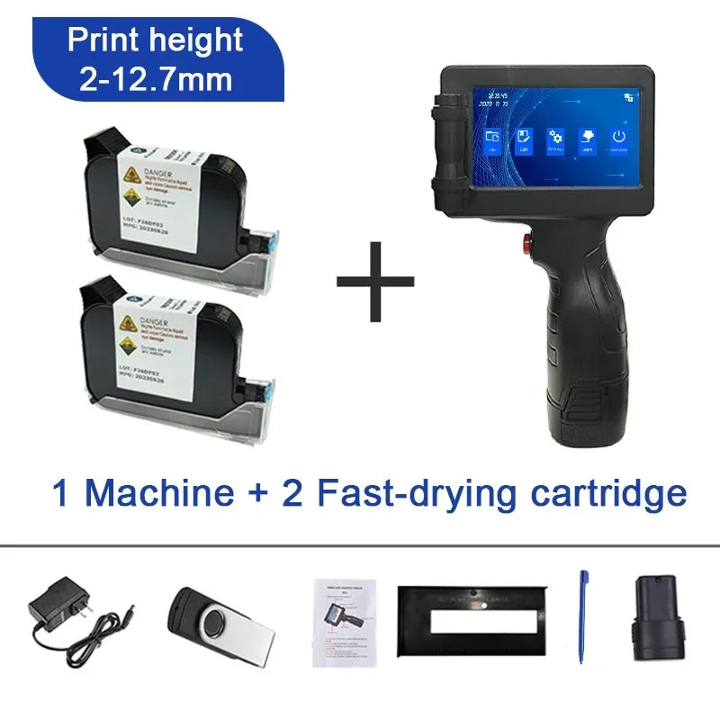 Phezer 12.7mm P17 Handheld Inkjet Printer Portable Label Printer Expiry Date Expiration Batch Code Logo QR Barcode 28 Languages