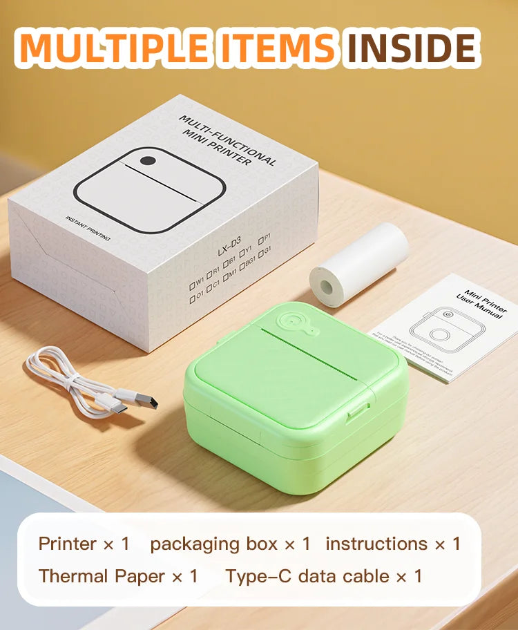Dolewa D8 Portable Printer Thermal Paper Stickers Paper Mini Printers Labels Maker Printer for Photo Printing for Gift